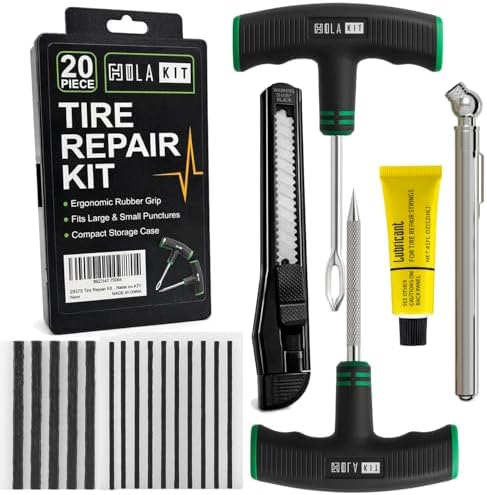 20PCS Tire Repair Kit – Flat Tire Plug Kit includes Ergonomic T-H...