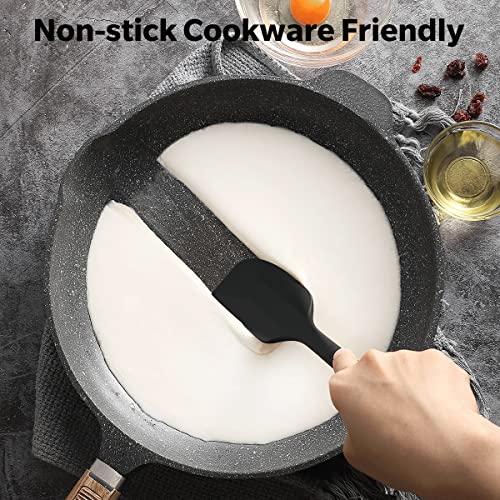 Wanbasion 10.8 Inch 600°F Black Heat Resistant Silicone Spatula, Kitchen Silicone Spatula For Cooking, Dishwasher Safe Rubber Spatula For Baking Cake Pancake #TOP2