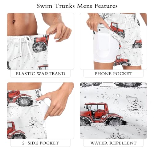 Tractor and Trees Men's Swim Trunks with Liner Quick Dry Beach Shorts Swimwear Bathing Suit S-XXL2