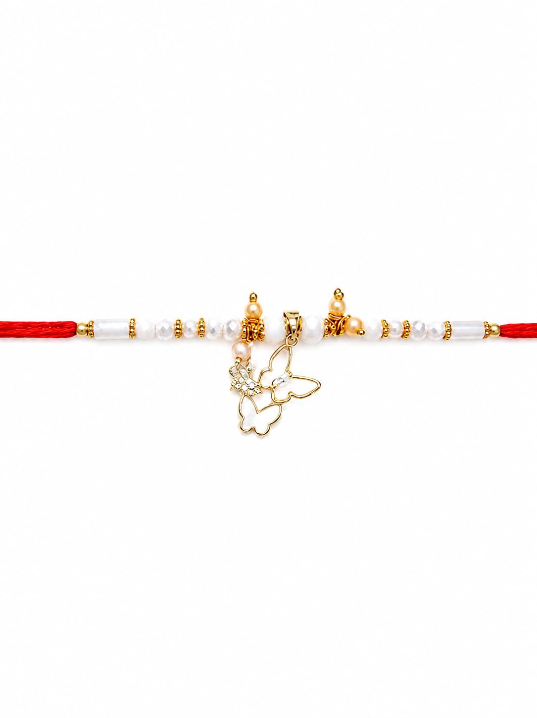 Royal Metal Butterfly Design Rakhi Charms - Raksha Sutra Dhaga for Bhabhi | Lumba Handmade Rakhi Designer Bracelet with Roli Chawal & Greeting Card-image-32