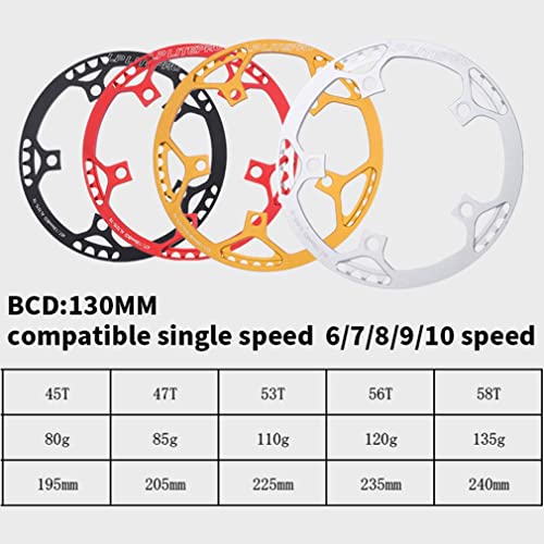 Lunje Folding Bike Crankset 130Bcd 170Mm Square Taper Crank Arm Set 45/47/53/56/58T Single Chainring 6/7/8/9/10 Speed Road Bicycle Crankset (Color : Red, Size : 53T) #TOP2