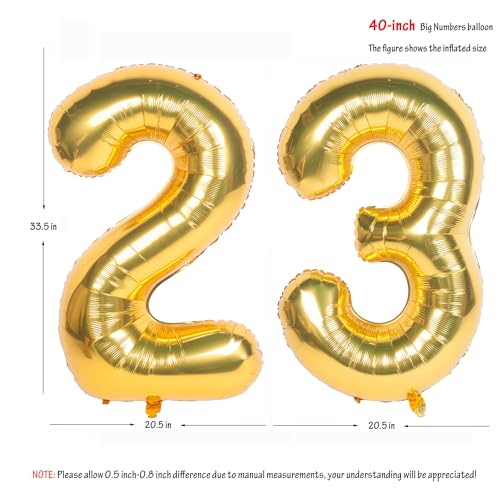 Image of 40 Inch gold Number Balloons 23 Helium Foil Mylar Balloon | Birthday Party banquet Decoration 23