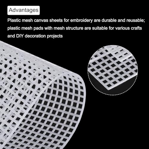 Image of MECCANIXITY 10pcs 16.5 inchx24 inch Plastic Mesh Canvas Sheet 5 Count Needlepoint Blank Canvas for Embroidery Knit Crochet Acrylic Yarn Crafting, White