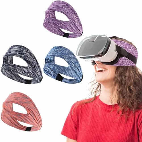 LinamHoz 4 PCS VR Eye Mask, Sweat Band Comfortable, Universal Breathable Sweat Guard Face Cover for Any Head Size Most Devices (Black/Blue/Orange/Purple)