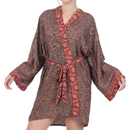 Kimono Boho for Women - 100% Polyester - Flattering 3/4 Sleeve - Versatile for Beach, Vacation, Layering