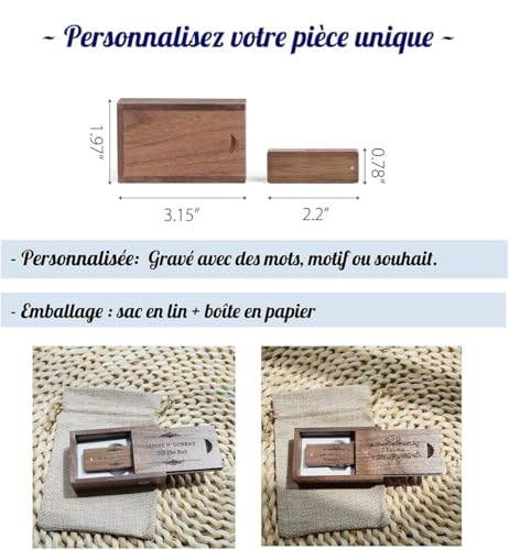 Clé USB bois massif gravée pour conserver vos souvenirs de mariage - 6