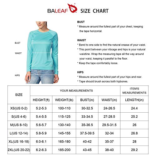 BALEAF Women's UPF 50+ Sun Protection T-Shirt SPF Long/Short Sleeve Dri Fit Lightweight Shirt Outdoor Hiking Blue Size S