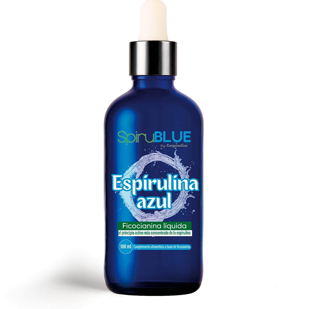 Ficocianina Líquida Ecológica 100 ml | Espirulina azul líquida | Concentrado Natural de Espirulina Azul | Cultivada en España | Extracción en Frío | Fácil Dosificar con Pipeta