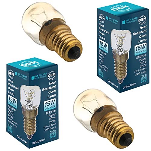 Masterpart 2 x 15w Dr Fischer Philips Branded OEM 300 Degree Small Edison Screw Oven Lamps Cooker Pygmy Light Bulbs E14