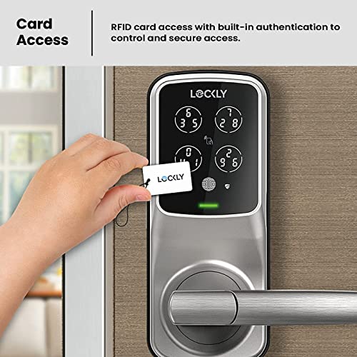 Lockly Secure Plus, RFID Card Smart Lock, Keyless Entry Door Lock, PIN Genie® Keypad, 3D Fingerprint Biometric Sensor, Auto Lock - Satin Nickel (PGD628FCSN) - Latch Edition thumbnail 2