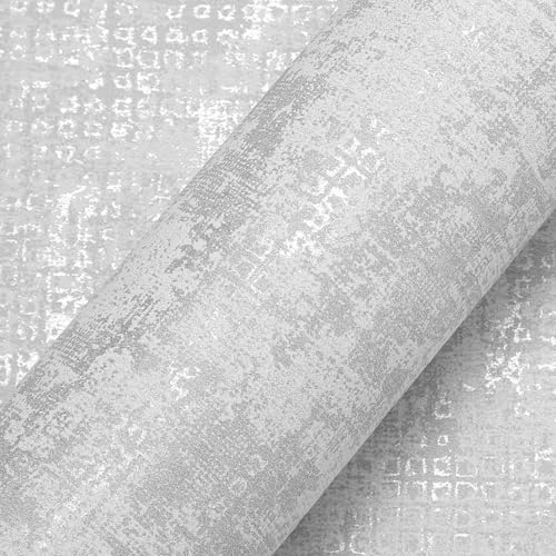 Anttyscar Grey Concrete Wallpaper Cement with Metallic Textured Industrial Wallpaper Feature Retro Decorative Luxury Wall Paper Roll Living Room Hallway Bedroom for Adults