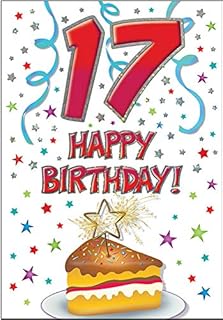 Modern Juvenile Birthday Card Age 17-7 x 5 inches - Piccadilly Greetings, A35019, beige|orange