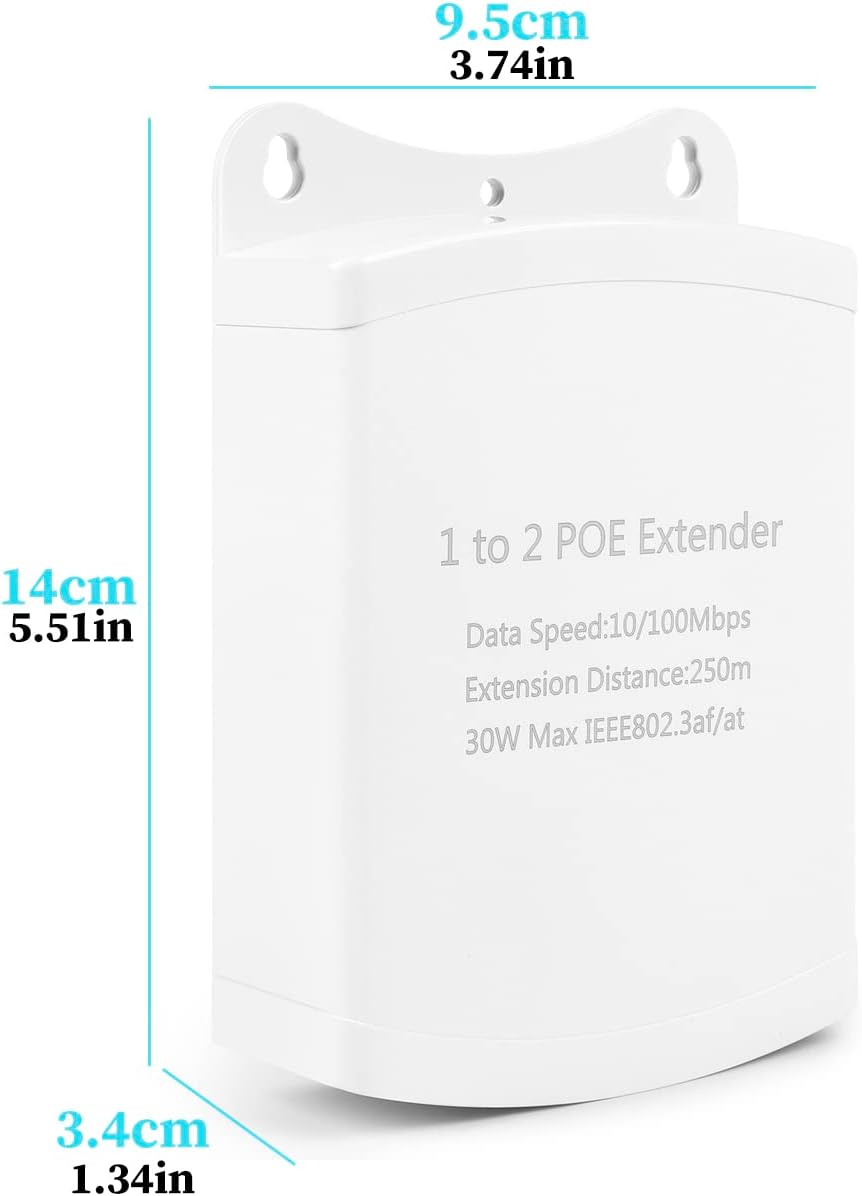 IP67 Waterproof 2 Port PoE Extender, PoE Repeater 100m/250m Extend Outdoor, Comply with IEEE802.3af/at, 1 in 2 Out PoE Adapter, 10/100Mbps RJ45, Plug and Play (WPOE6003-X)