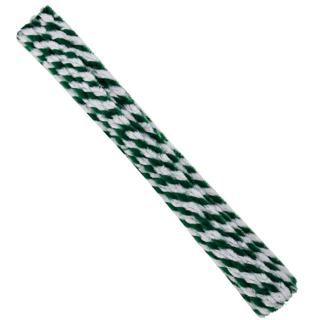 Pack of 25/50/100/250/500 30cm Pipe Cleaners for Arts & Crafts [Dark Green & White Stripes, Pack of 100]