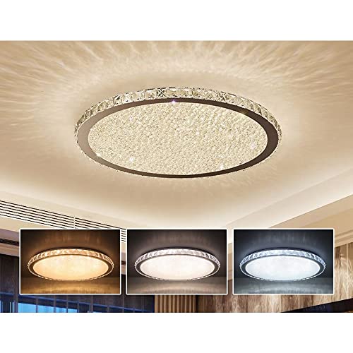 Lámparas de techo de montaje empotrado de cristal, acrílico redondo, elegante, regulable, 3500 K/4500 K/6000 K, luz fría neutra cálida, lámpara de techo ajustable para cocina, comedor, dormitorio Cover