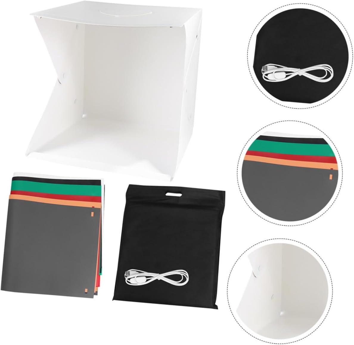 Operitacx 40cm Mini Photo Box Dual LED Light Bars Photography Backdrop Tent with 6 Color Backgrounds Portable Dimmable Shooting Cube for Product Photography