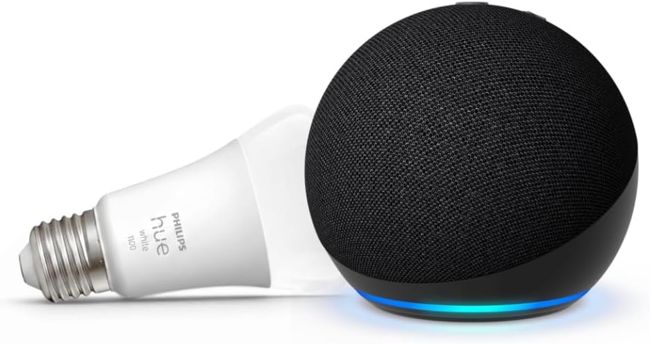 Echo Dot (Nouvelle génération) avec Alexa+, Anthracite + Philips Hue White Ampoule LED Con