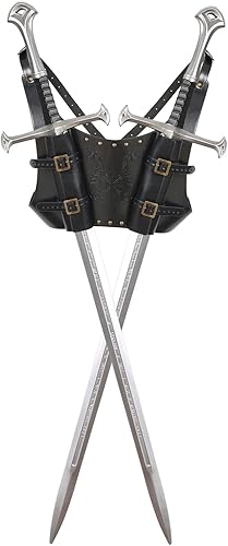 Miniatura 2 de HZMAN Tótem vikingo medieval espada rana ajustable cuero PU doble espada correa Cosplay Renacimiento LARP