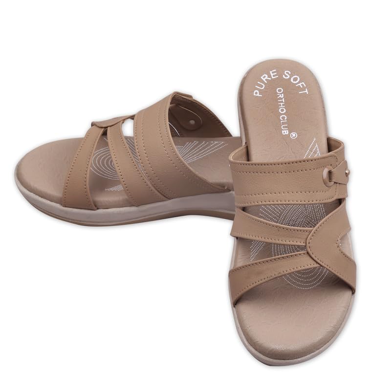 Image of ORTHO CLUB Women Orthopedic Comfort Slippers | Soft Cushioned Footbed | Anti-Slip Sole | Lightweight Daily Wear Sandals for Home & Outdoor Use