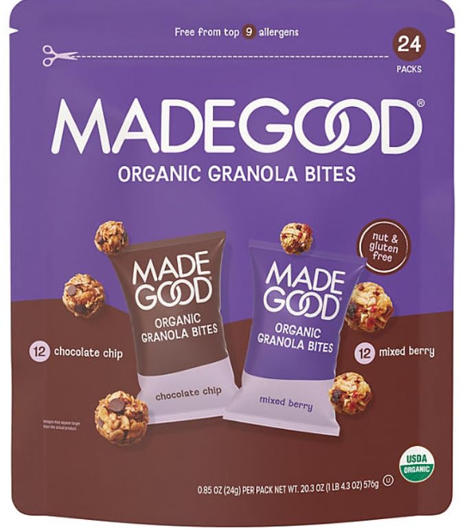 Made so Good Organic Granola Bites, Mixed Berry and Chocolate Chip, 24 Servings, 20.3 oz