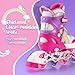 SULIFEEL Rainbow Unicorn Inline Skates for Girls Boys 4 Size Adjustable Light up Wheels Skates for Kids Beginner Pink Medium