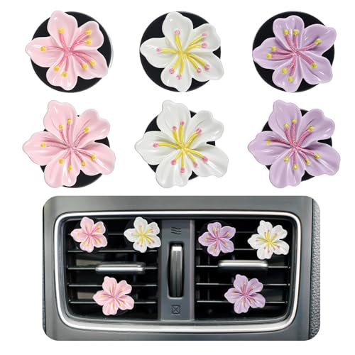 Tyqour 6 Stück Gänseblümchen Blume Auto Lufterfrischer Clip, Autozubehör Innenraum Deko Frauen Mädchen Auto Parfüm Diffusor Air Outlet Lüfterfrischer Vent Clips Frauen Auto-Dekorationszubehör Innen