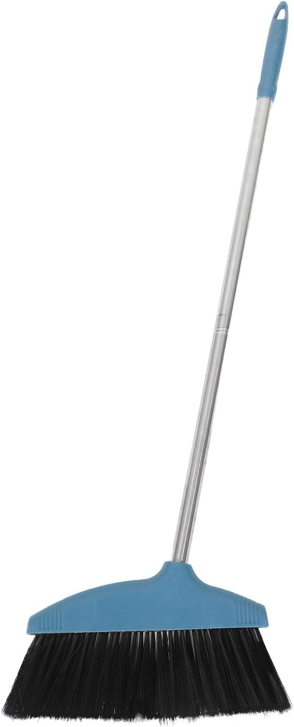 Soft Bristle Angle Broom with Dustpan, Large Floor Broom for Household Cleaning, Non-Sticky Hair Sweeping Tool, Blue, Suitable for Kitchen and Indoor Use