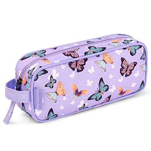 Choco Mocha- Estojo de lápis de borboleta para crianças pequenas meninas, bolsa de lápis pequena com zíper macio para meninas, bolsa de lápis infantil para meninas, roxo