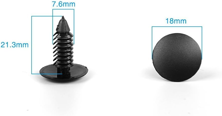 MANSHU 200 Pcs Black Plastic Push Clip Fasteners, 7mm Hole Size, Universal Automotive Body Clips
