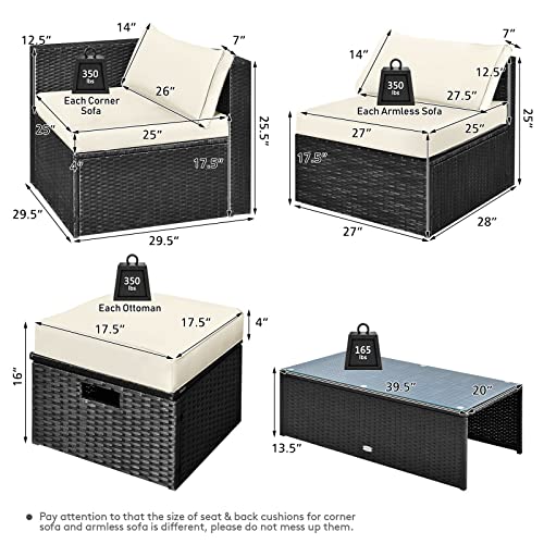 Quul 8Pcs Patio Rattan Furniture Set Storage Table Ottoman Seat For More Creative Combinations #TOP4