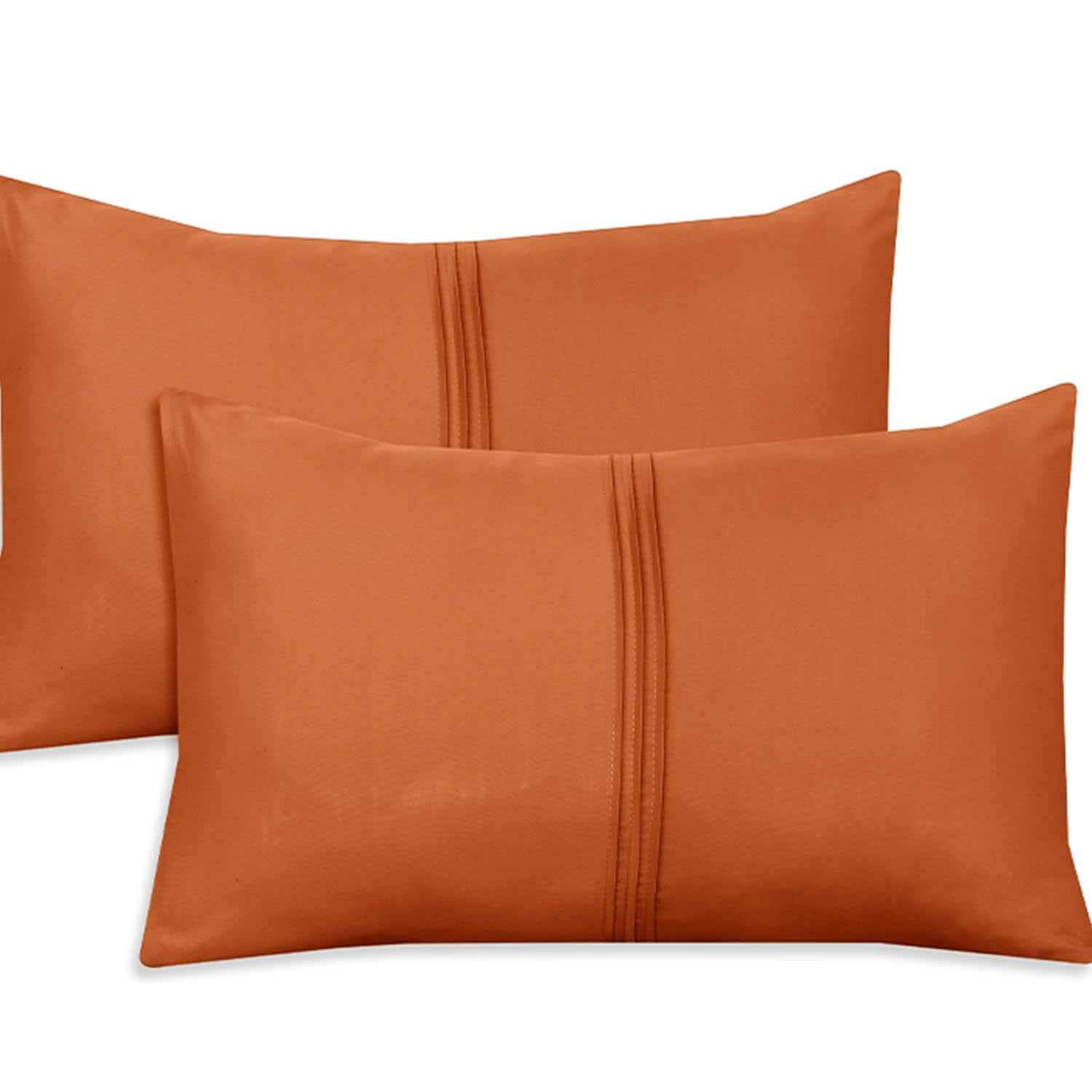 Nafay Living Pintuck Pillowcases 2 Pack Brushed Microfiber Soothing Feel Wrinkle & Fade Resistant with Envelope Closure (Rust)