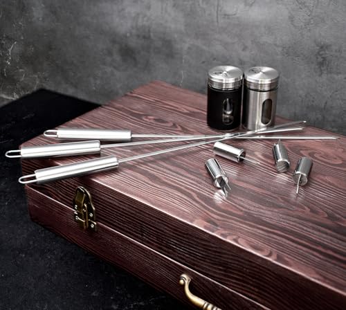 Kit de accesorios para parrilla con estuche de madera miniatura 6