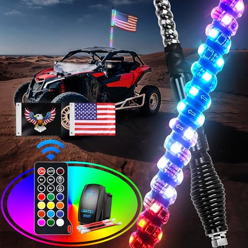 GOOACC 1PC 3FT LED Whip Light with Spring Base Spiral