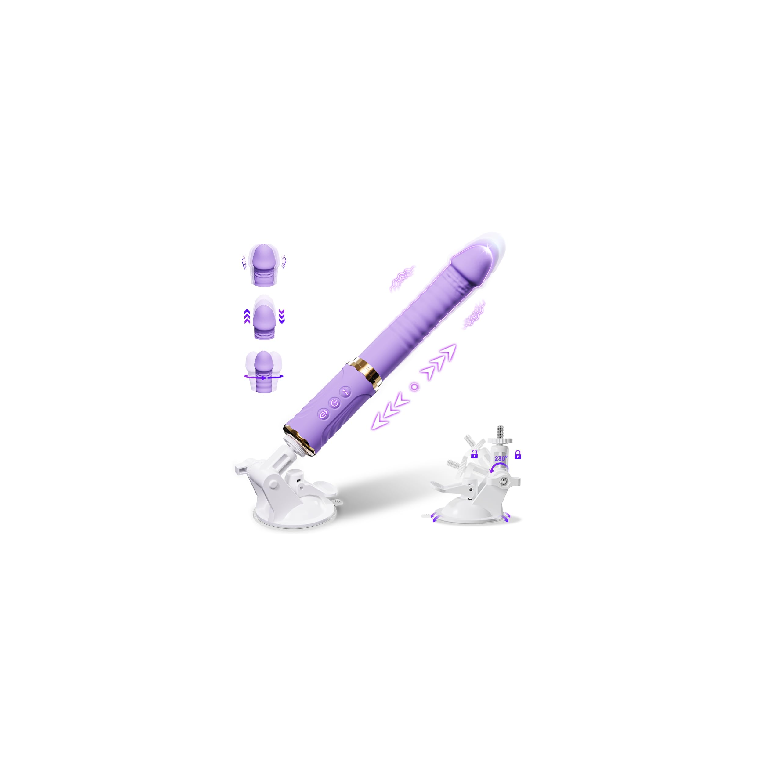 Juguetes eróticos para pareja sexuales vibradorador mujer juguetes eróticos Dildo con 10 modos de vibraciones de estiramiento máquinas y equipos Con ventosa desmontable Pene Realistas Hombre (Morado)