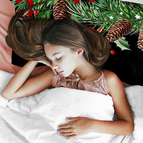 Parure de lit housse de couette et 2 taies d'oreiller motif branches de pin