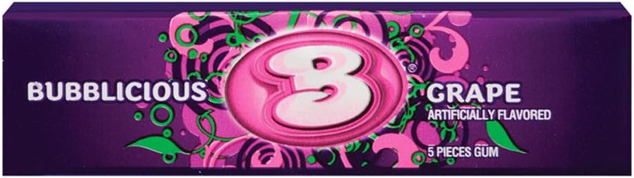 Bubblicious Grape Gum, 40 g, Pack of 18