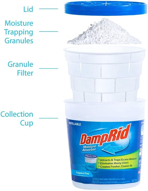 DampRid Lavender Vanilla Refillable Moisture Absorber - 10.5oz cups - 2 pack Traps Moisture for Fresher, Cleaner Air