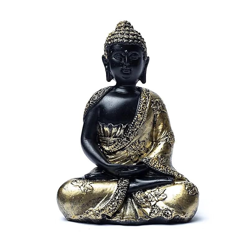 Bouddha méditation 15 cm robe fleurs de lotus pour chasser le stress et harmoniser le salon