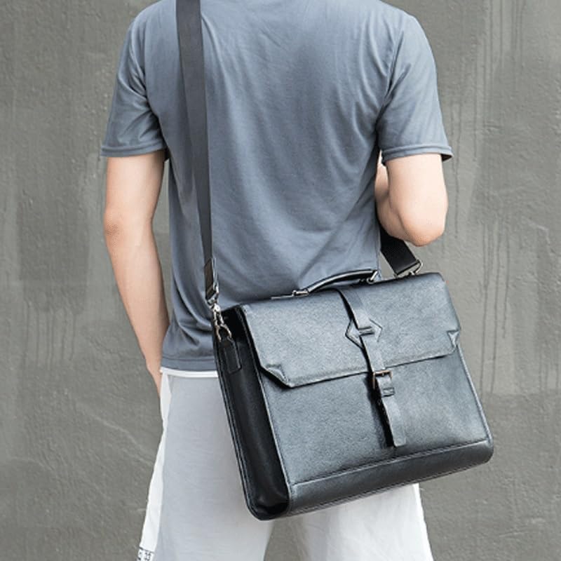 Business Genuine Leather Briefcase Men's Casual Crossbody Large Capacity Laptop Bag