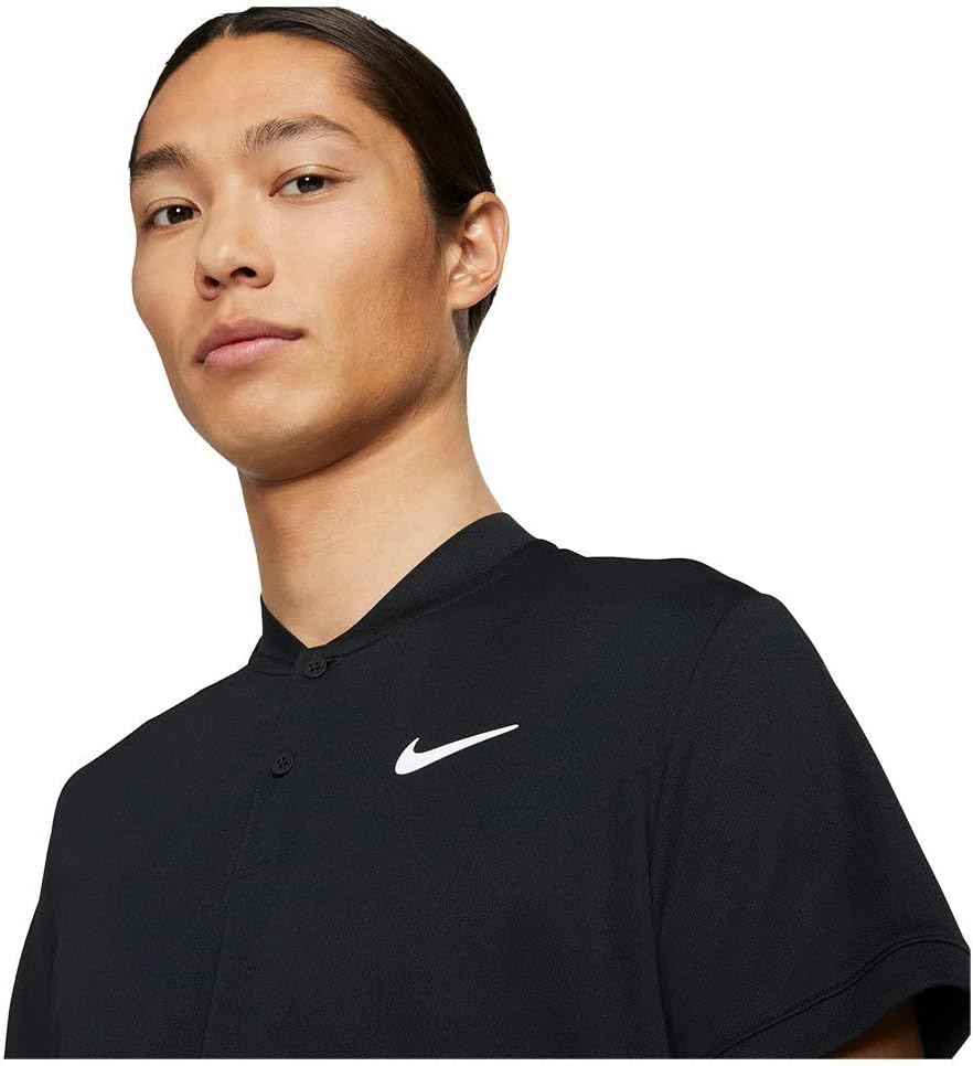 Nike Mens Court Tennis 1/4 Button Polo Black M