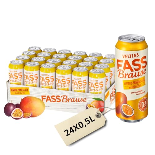 VELTINS Fassbrause Mango-Maracuja Alkoholfrei EINWEG (24 x 0 5 l Dose) Erfrischungsgetränk mit tropischem Maracuja- & Mangoaroma 0 0 % Alkohol natürlich getrübt nur 22 kcal/100 ml