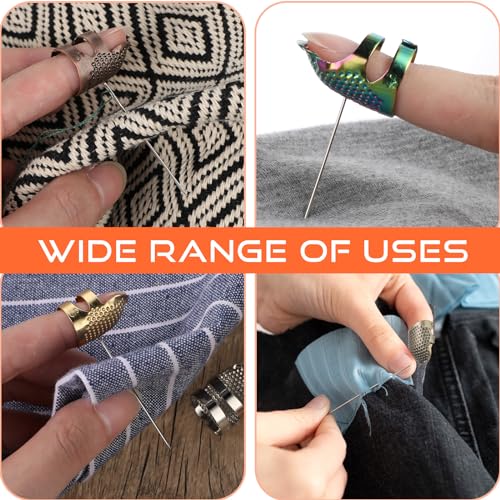 Tyqour 6 Stück Fingerhut, Einstellbare Fingerhut Nähen, Fingerschutz, Sewing Thimble Ring Fingerhut zum Nähen, Fingerhüte Für Handnähen, Handwerk Stickerei Für Haushalt Fingerlinge