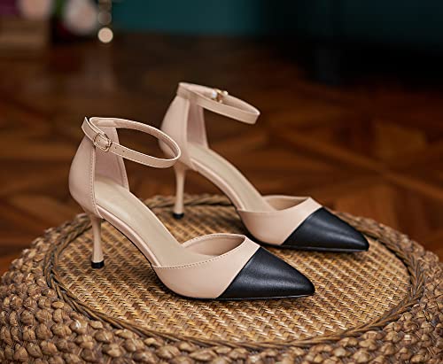 YooPrettyz Women Two Tone Evening Pumps Chic D’Orsay Heels High Heels Pointed Toe Office Or Party High Heels3