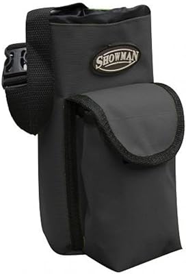 Showman Black Nylon Insulated Cordura Trail Riding Water Bottle Cell Phone Carrier Bag with Pocket and Adjustable Carrier Strap