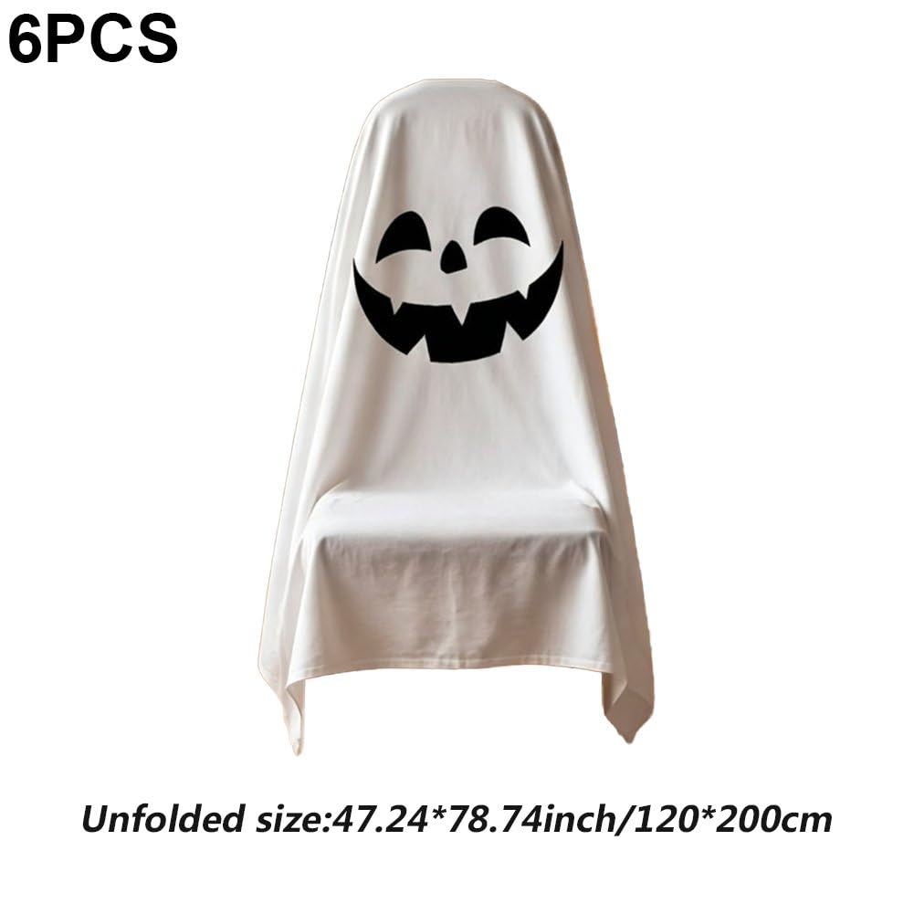 6 Pezzi Coprisedie a Forma di Fantasma di Halloween, Coprisedia Decorativo a Forma di Zucca E Fantasma, Coprisgabello per Feste di Halloween