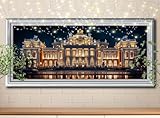 Kit Completo 5D DIY Pintura de Diamante Hotel,Paisaje,Punto de Cruz Diamond Painting para Adultos,Cuadro de Diamantes con Rhinestones para Decoración Hogar,Pintar con Diamantes (30x80cm) 59E-3108