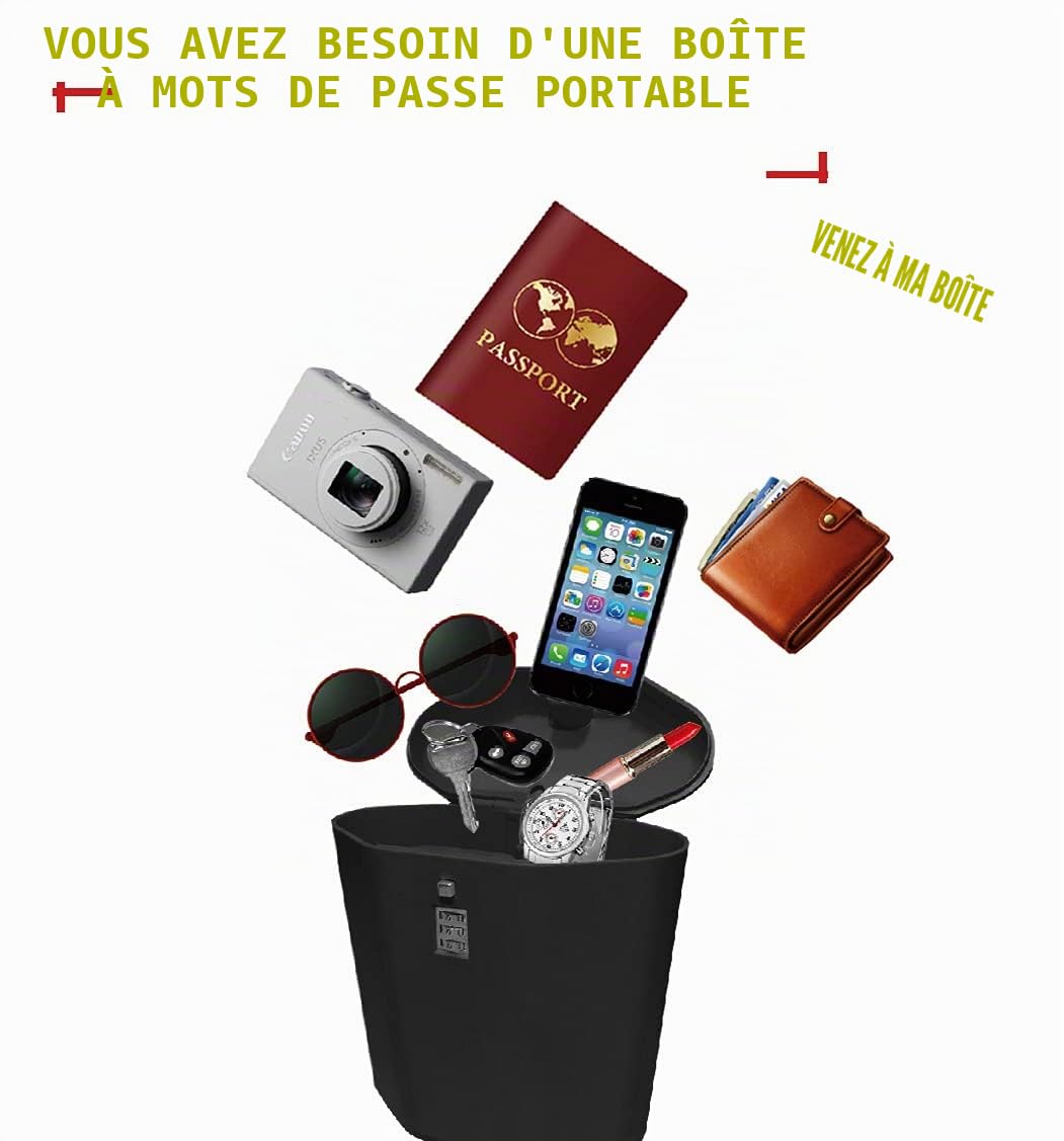 Mini Cipher Box portable pour intérieur/extérieur - Sécurisez vos affaires pendant les voyages (noir)