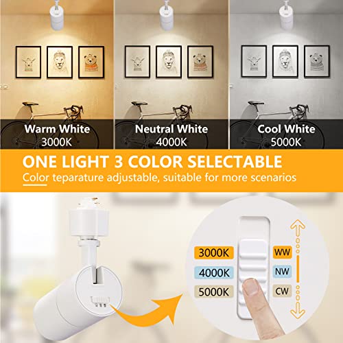 Vanoopee 3-Color 10W H Track Lighting Heads Dimmable Led Track Light Heads Bright Rail Ceiling Spotlight Fixtures Accent Task, 3000K 4000K 5000K, Flicker Free Cri90+ 36° 1000Lm, Matte White, Pack Of 4 #TOP1