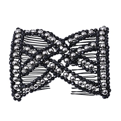 LOVEF 6 Pcs Effortless Beauty Stretchable Double Combs Upzing Medium Magic Beaded Double Hair Clips Hair Jewelry Assorted Color and Design image 4