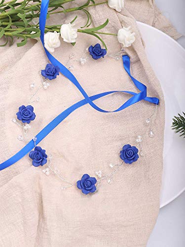 Missgrace Bridal Crystal Navy Blue Headband Wedding And Bride Hairpiece For Evening Party -Navy Blue Flower Women And Flower Girl Vintgae Hair Vine Bridal Hair Accessories #TOP4